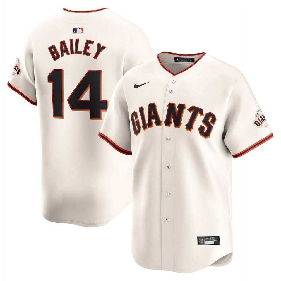Men%27s San Francisco Giants #14 Patrick Bailey Cream 2024 Home Limited Stitched Jersey Dzhi->san francisco giants->MLB Jersey